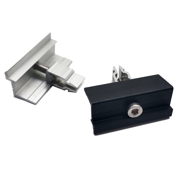 مشبك نهاية قابل للتعديل من الألومنيوم الأسود للألواح الشمسية