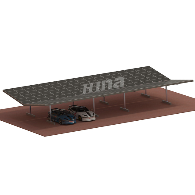 Dual-post Concrete Foundation Carport Structure Solar Panel Mounting Brackets for Car Packing