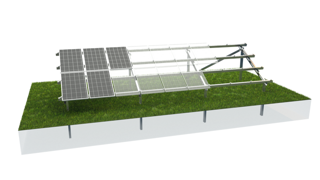 Система крепления солнечной панели к земле со стальной опорой из C-образного канала